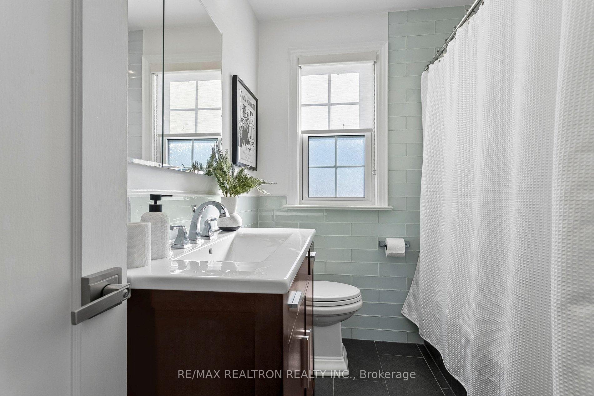 Renovated bathroom with radiant towel warmer