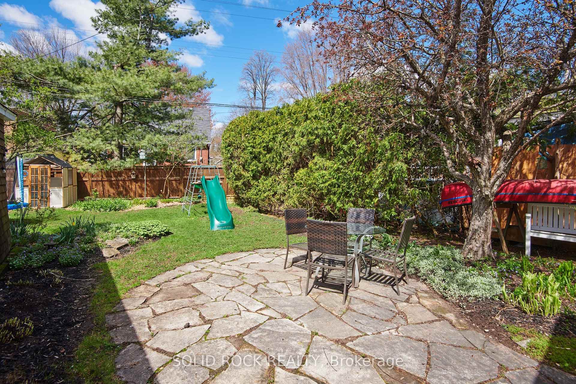 Spacious backyard with green space