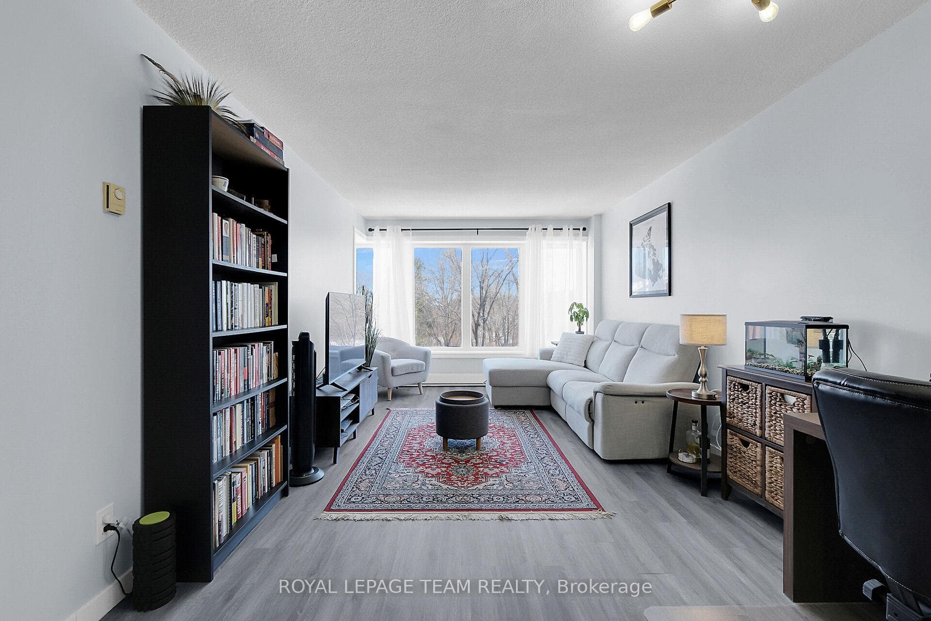 Abundant natural light from large window.