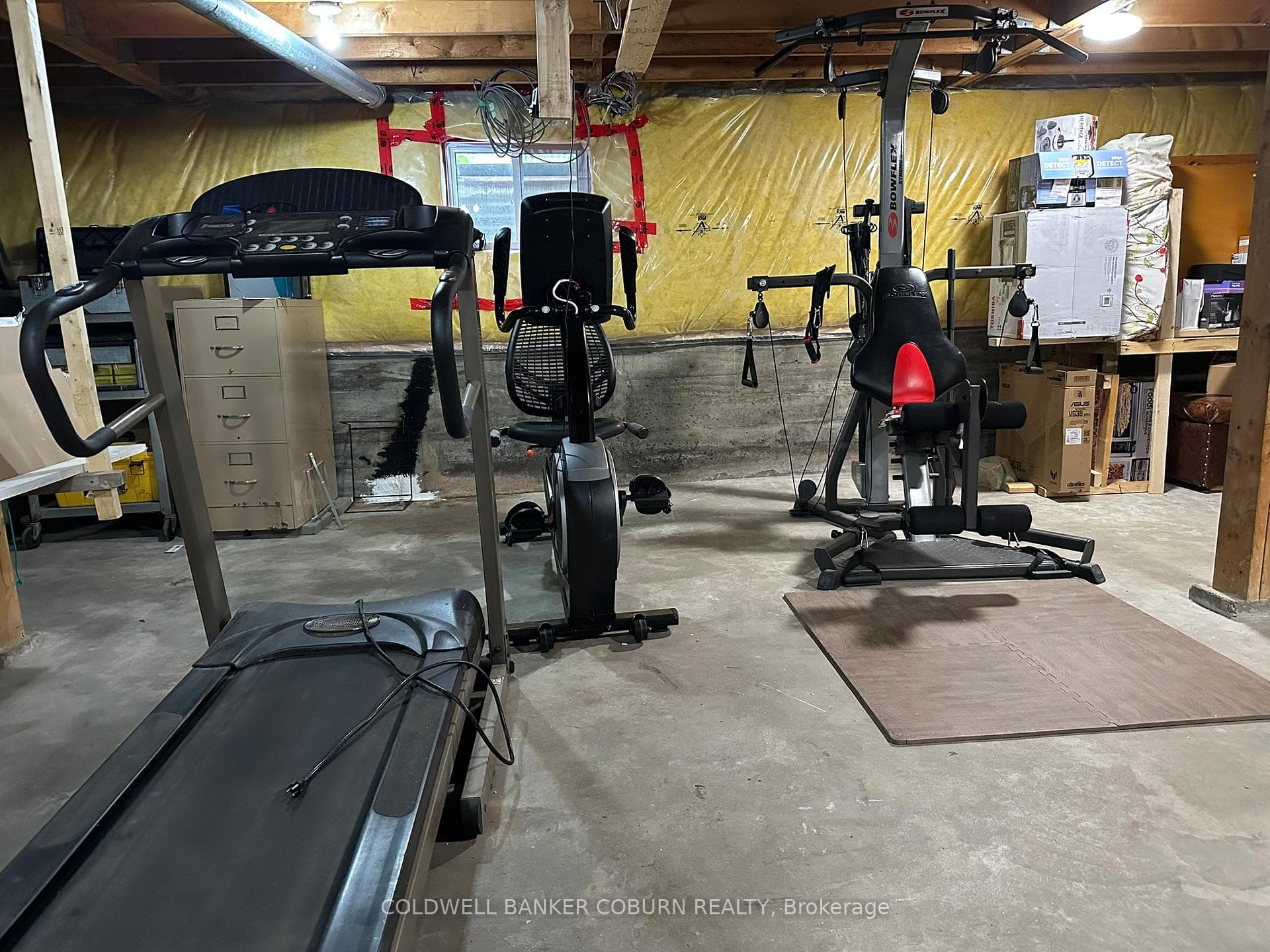 Weight room in basement