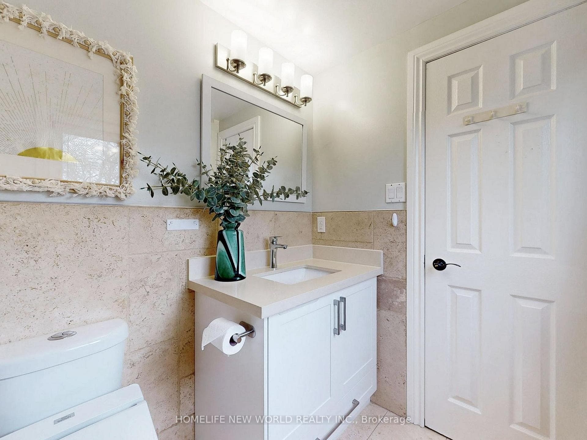 stylish bathroom with newly upgraded vanity