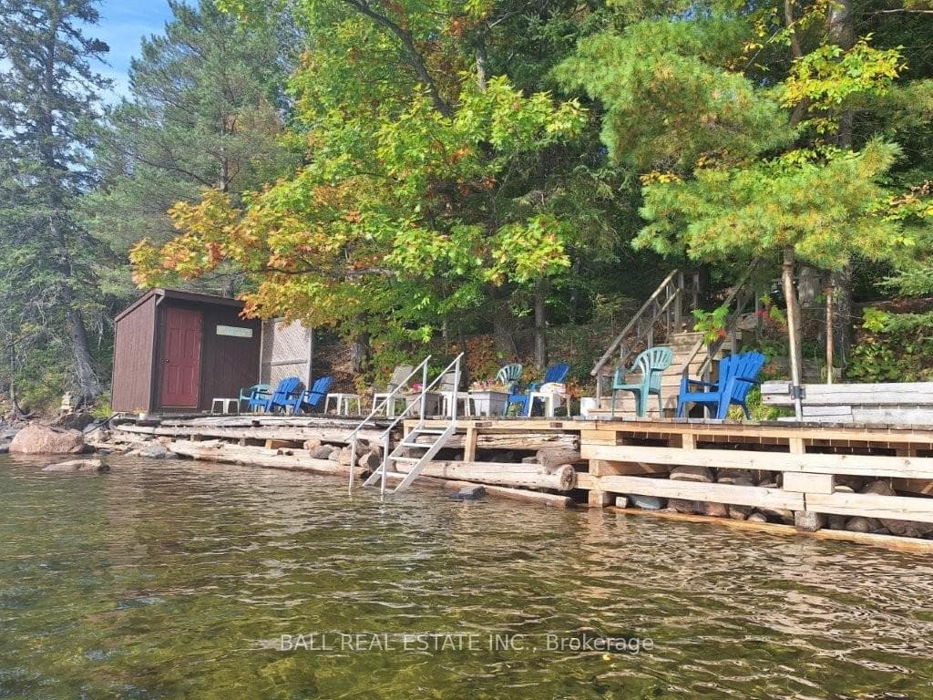 Main deck across waterfront with storage shed