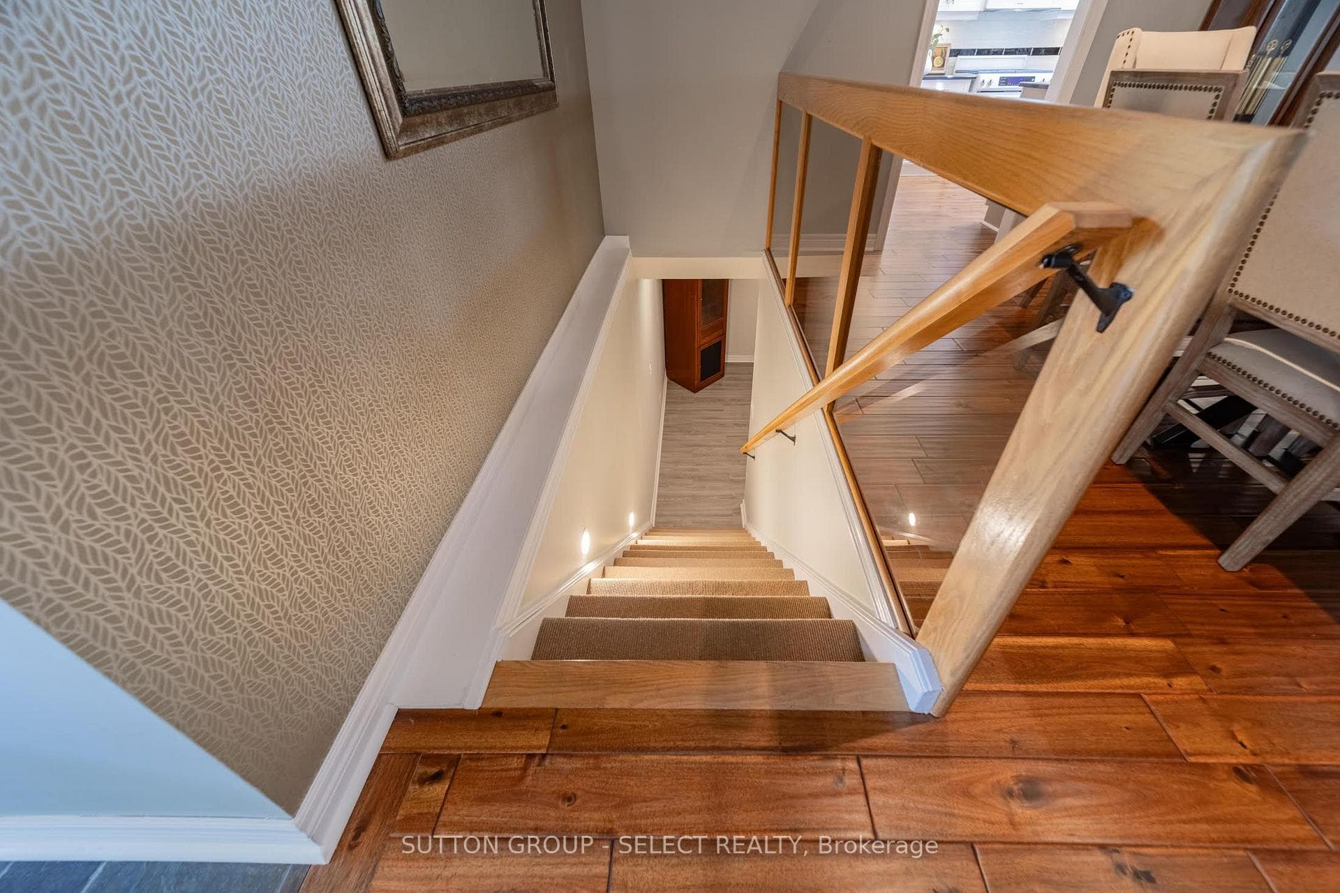 Oak staircase w/ glass &vintegrated step lighting