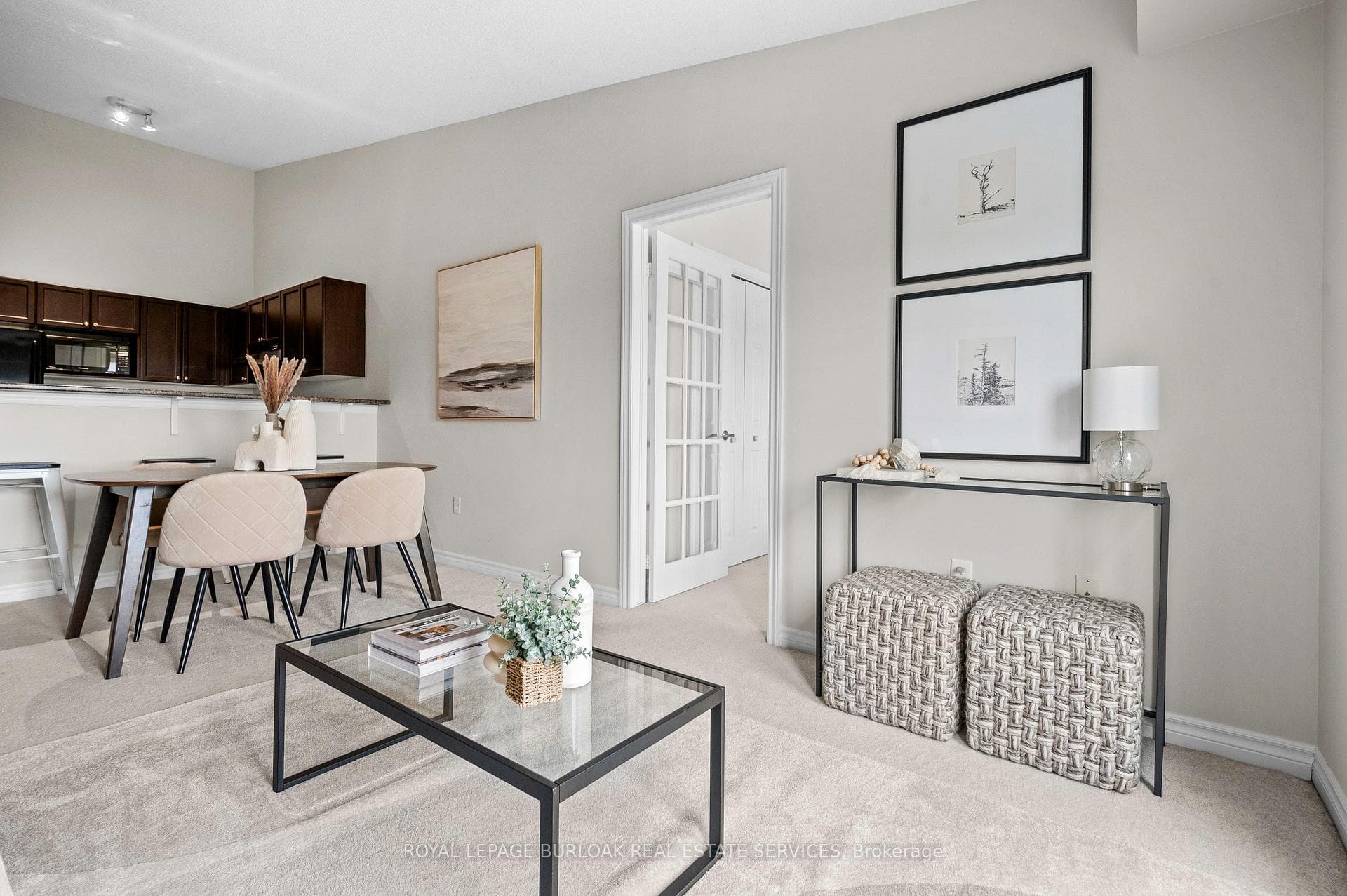 Living/Dining with French door to 2nd Bedroom