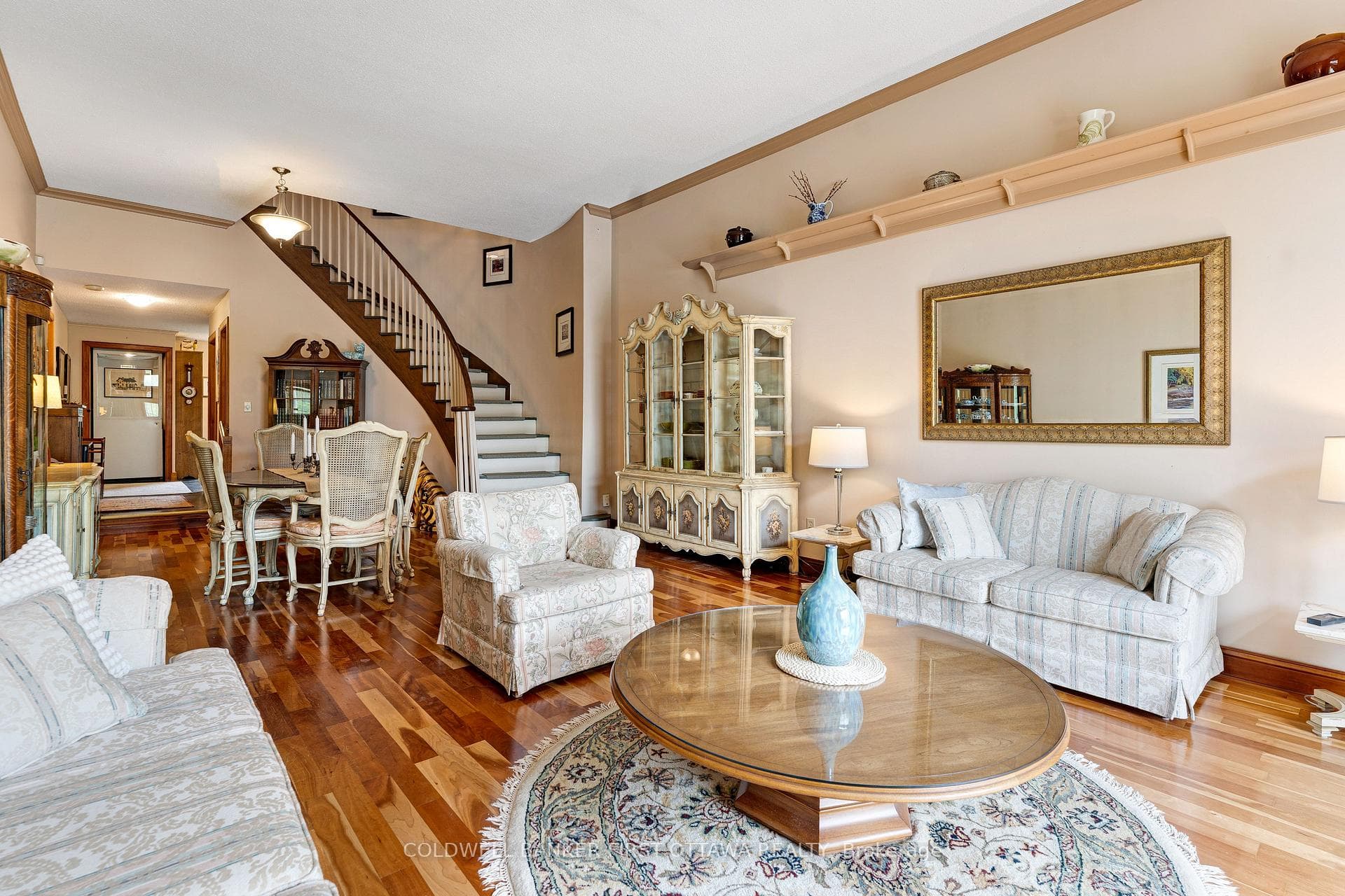 Living room open to dining area