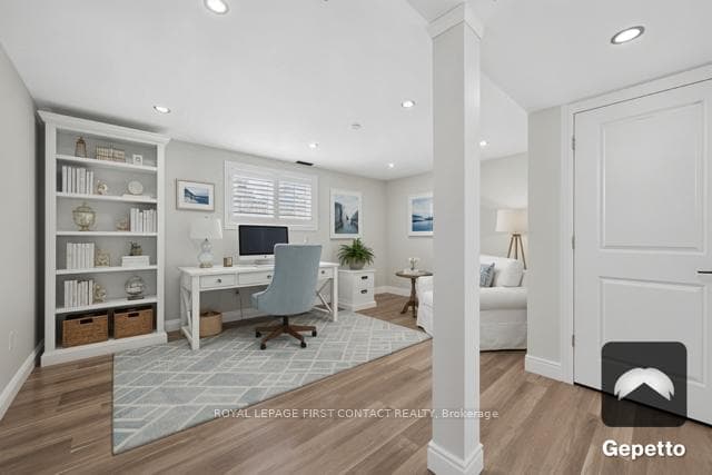 virtually staged basement office spaoce