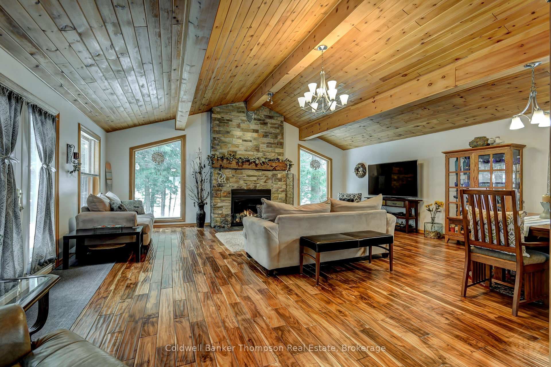 Family Room with Floor to Ceiling Fireplace