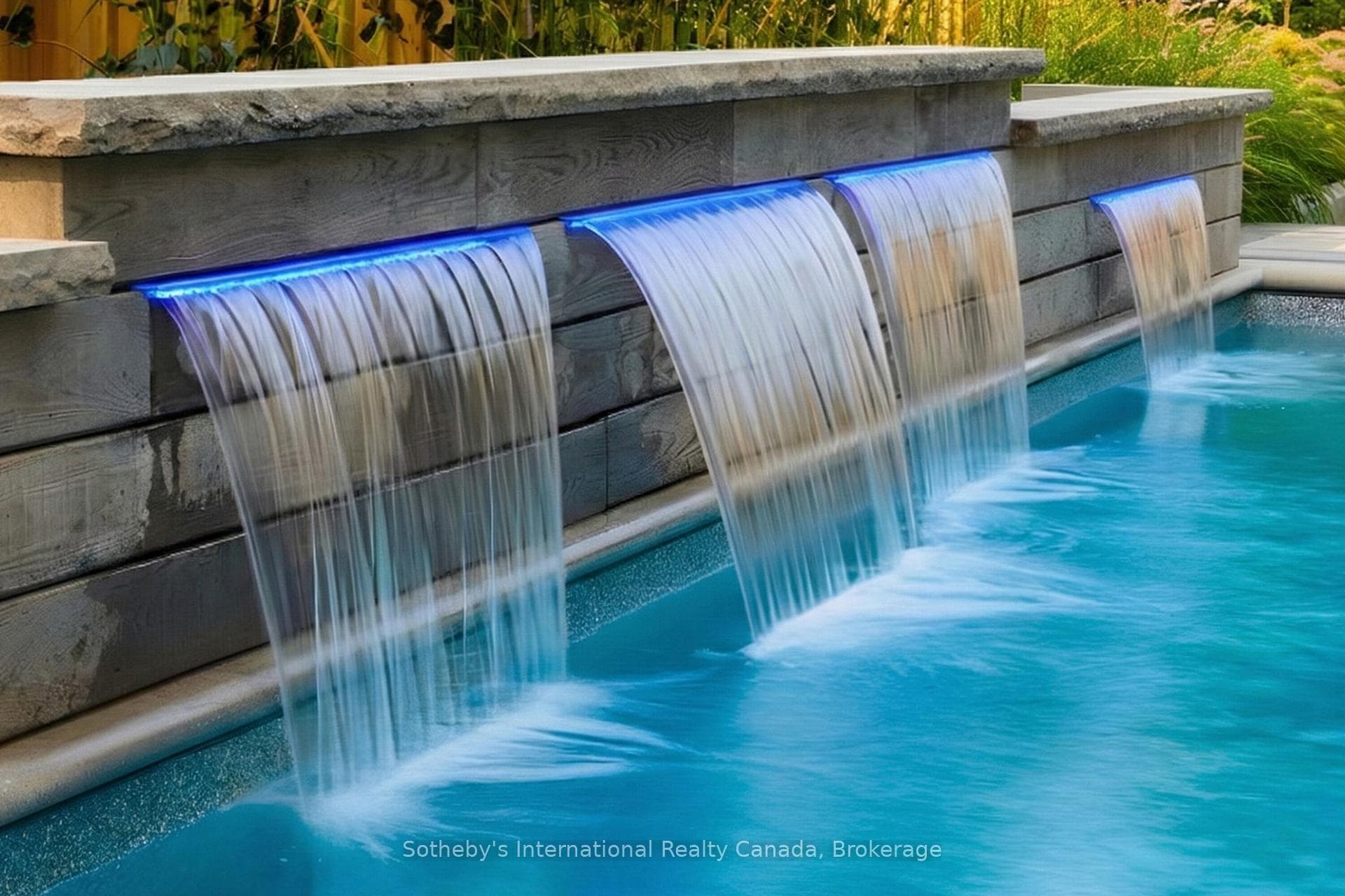 5 Waterfall Pool feature with custom LED Lights