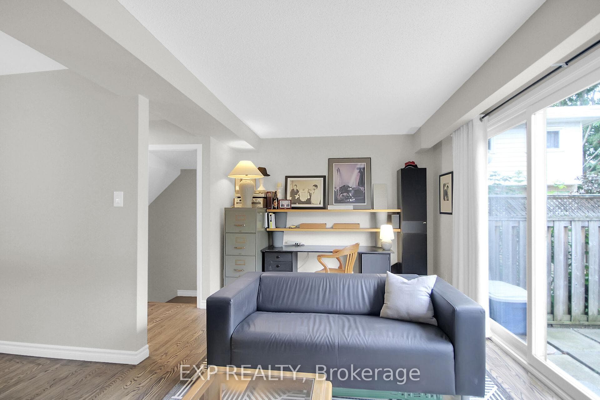 living room and office area