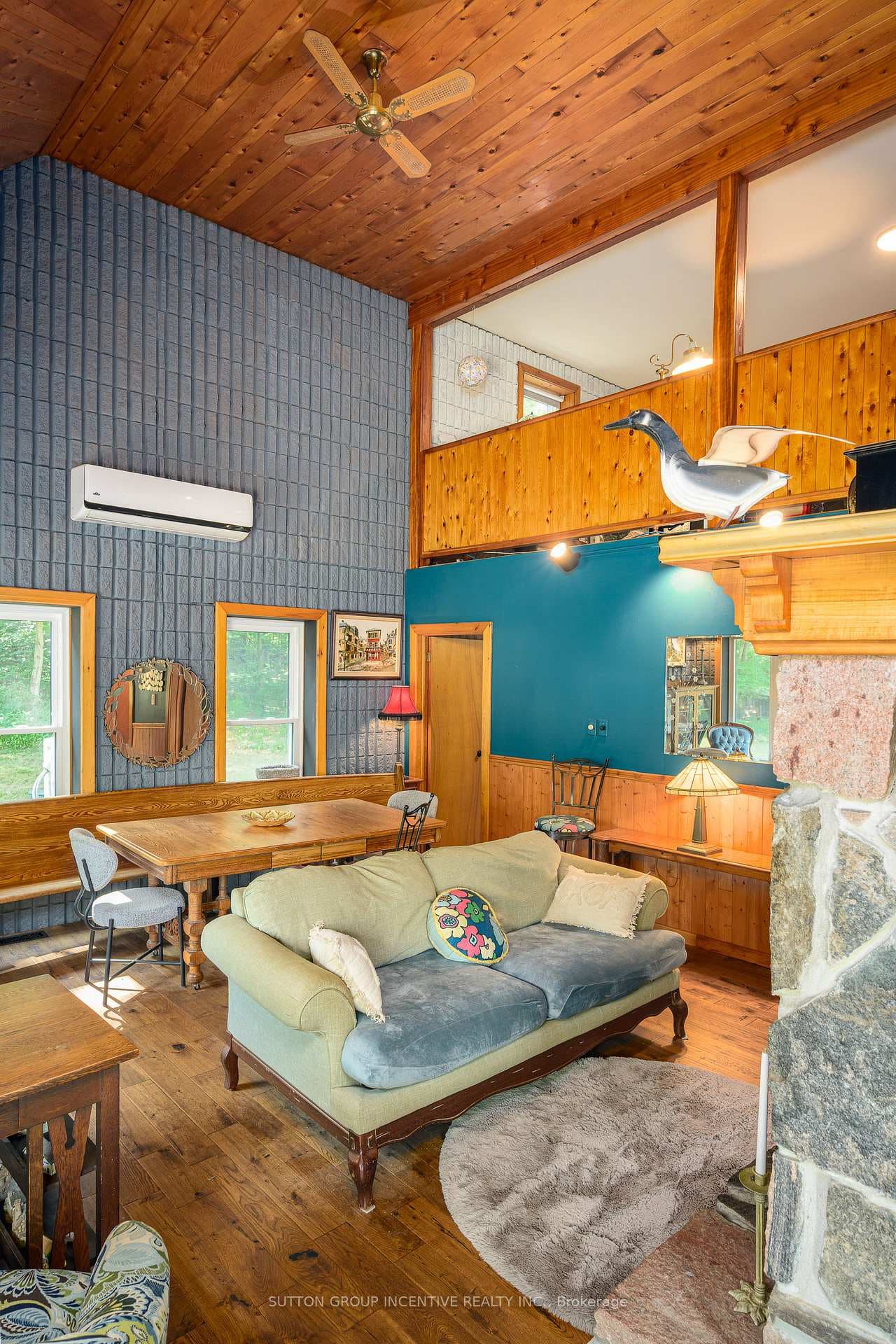 Vaulted knotty pine ceilings