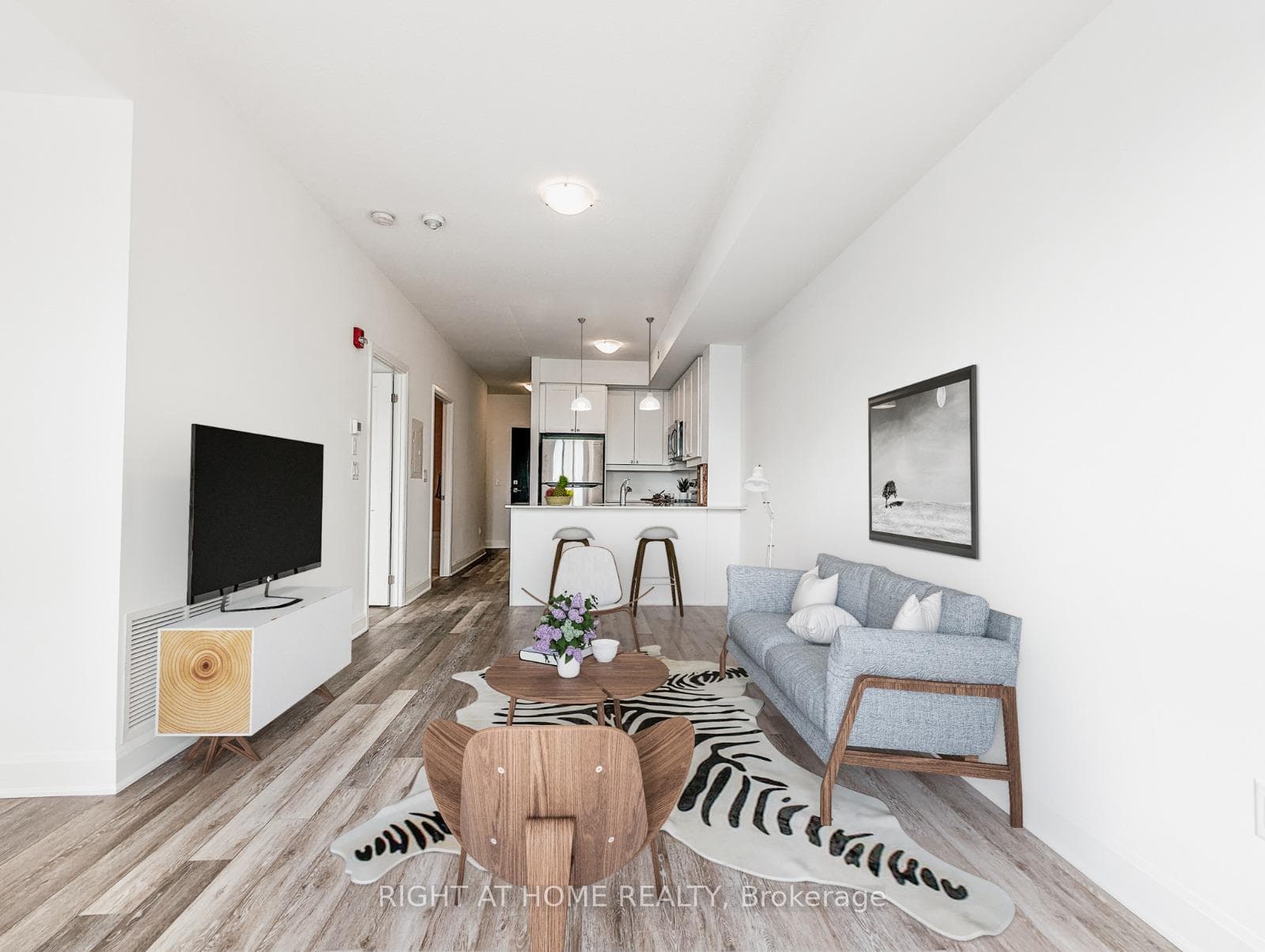 virtually staged combined living area