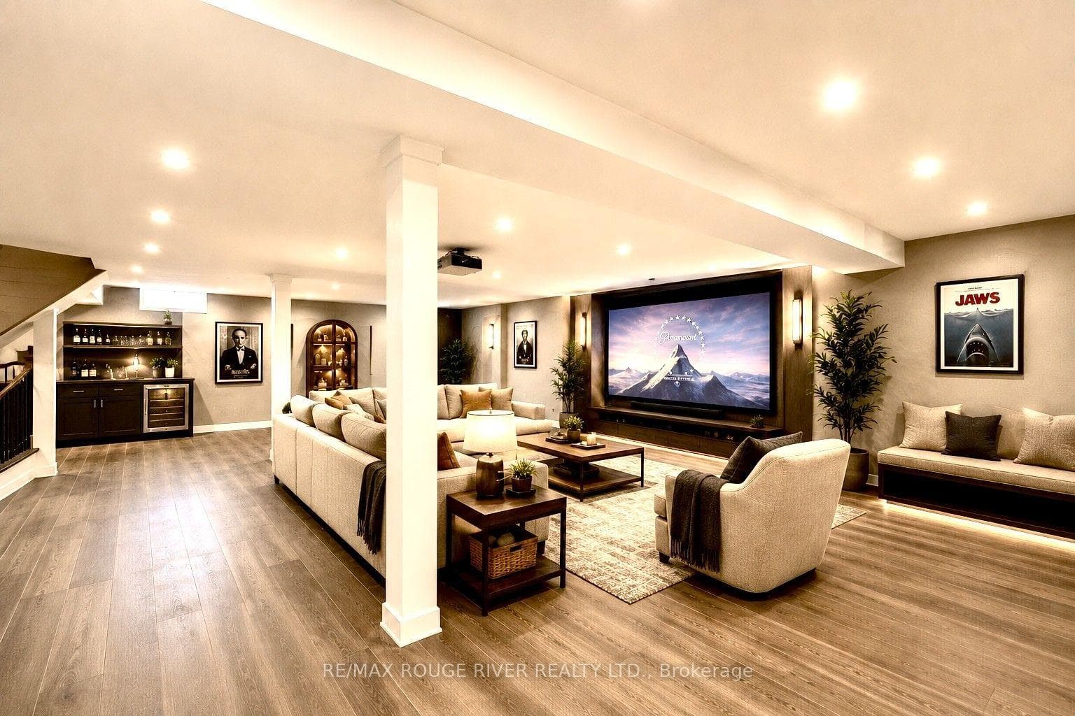 virtually staged basement