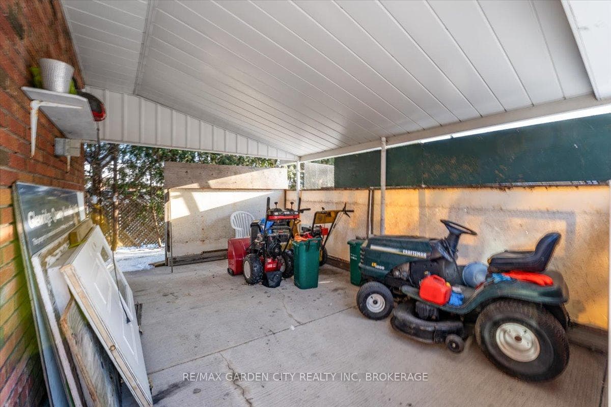 covered behind the house for storage